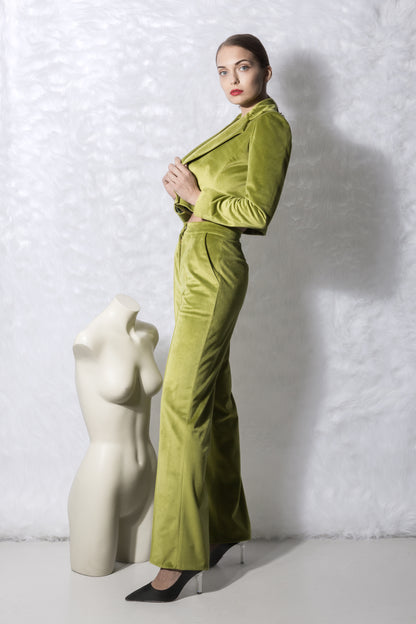 Olive green velvet jacket