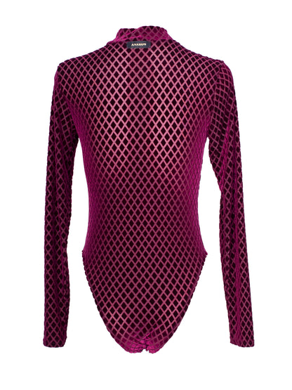 Body de terciopelo burdeos