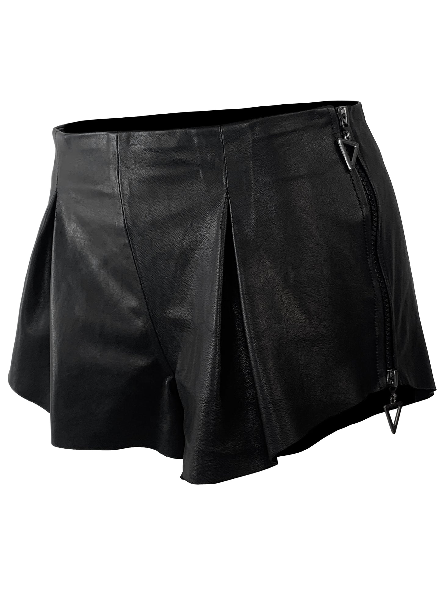 Leather mini shorts