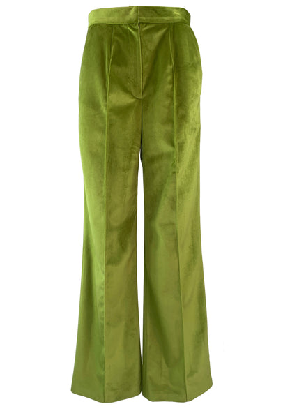 Olive green velvet trousers