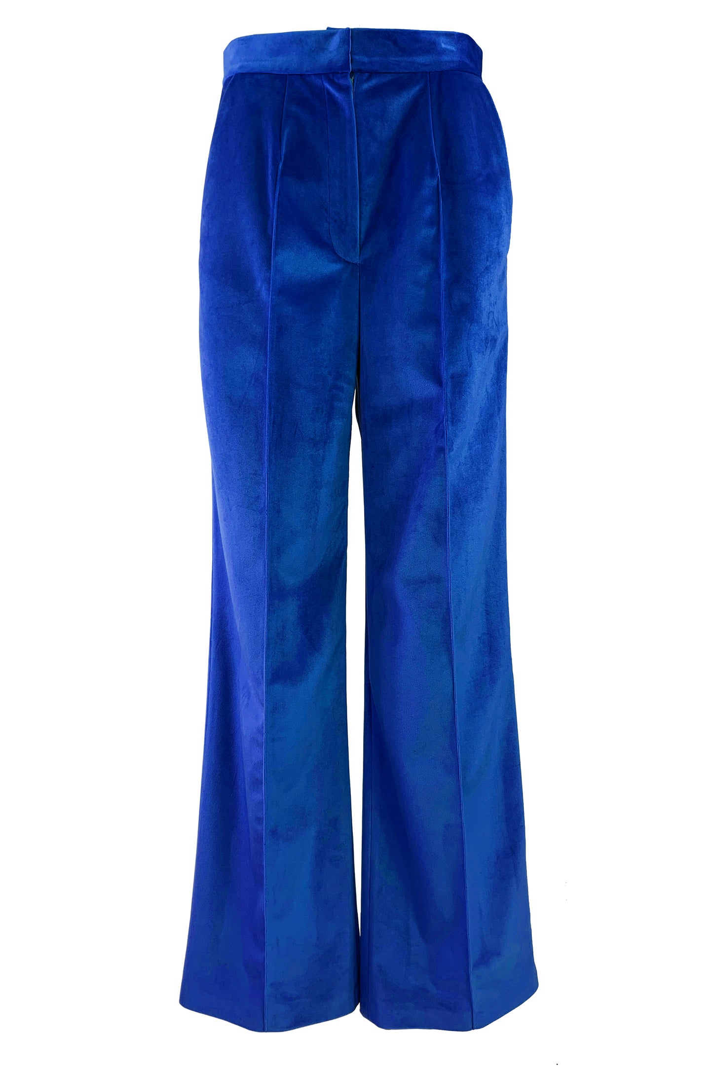 Electric blue velvet trousers